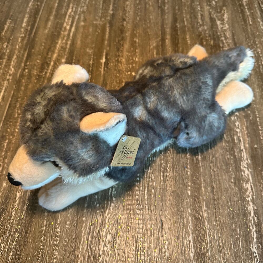 Aurora Realistic Miyoni Wolf Gray Tan Lifelike 18” Husky Plush Stuffed Animal